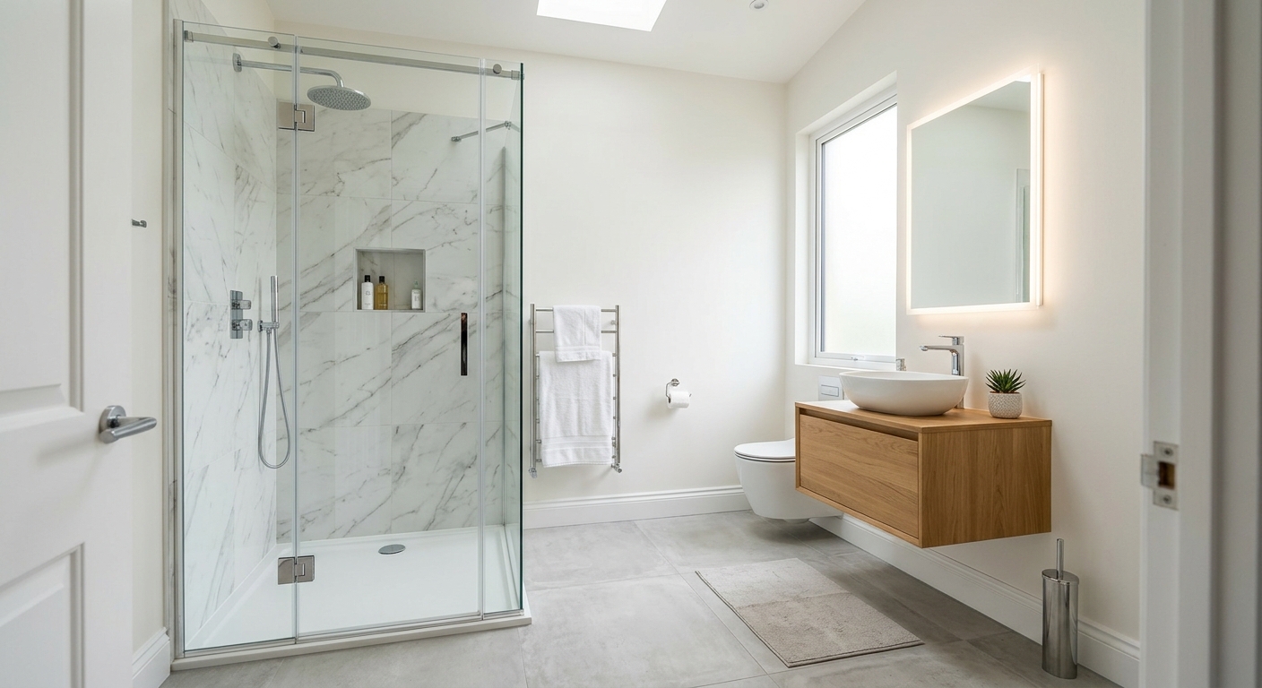 Bright, space-saving small bathroom remodel